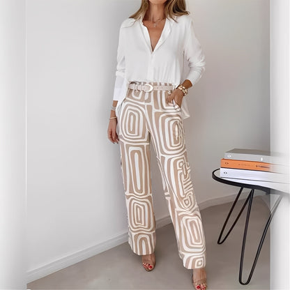 Ginette - Set sofisticat de cămașă și pantaloni pentru femei