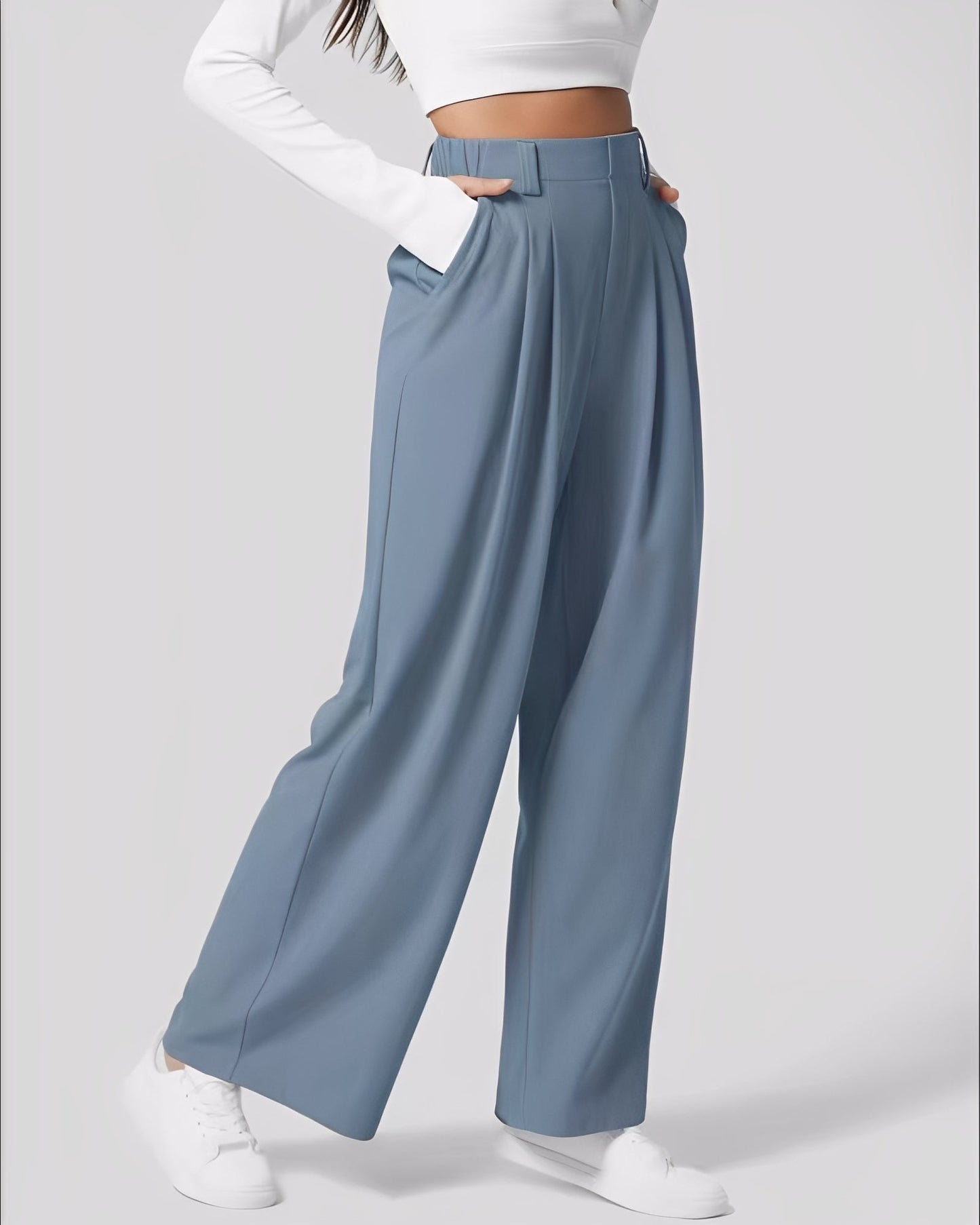 Montana - Pantaloni pentru femei din material elastic, cu croială dreaptă