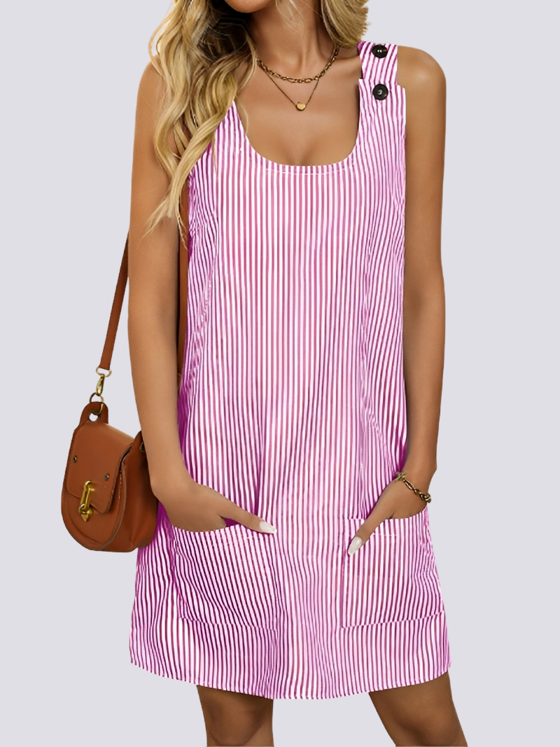 Ashley - Rochie rafinată cu dungi și buzunare pentru femei