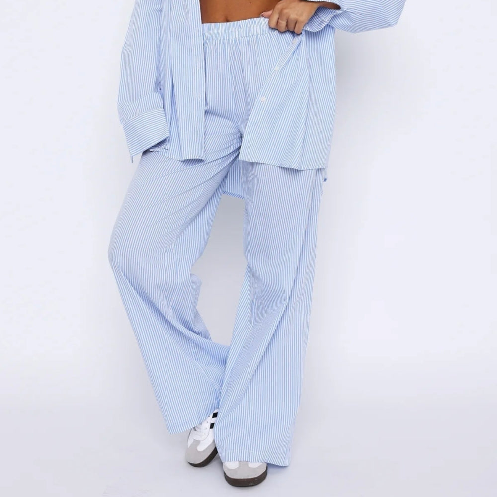 Elis – Pantaloni Femei Picior Larg cu Talie Înaltă