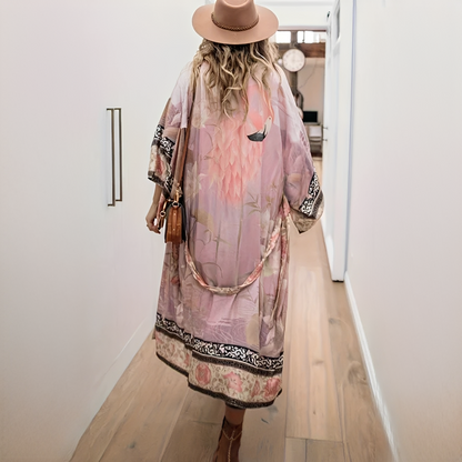 Barbarra - Rochie elegantă și lungă cu model floral pentru femei