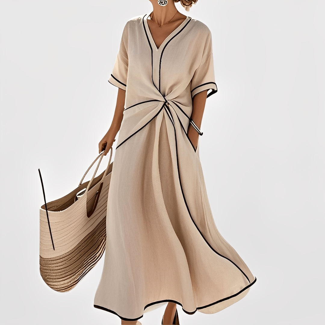 Thérèse – Rochie elegantă cu dungi largă pentru femei