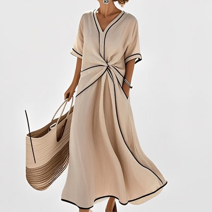 Thérèse – Rochie elegantă cu dungi largă pentru femei