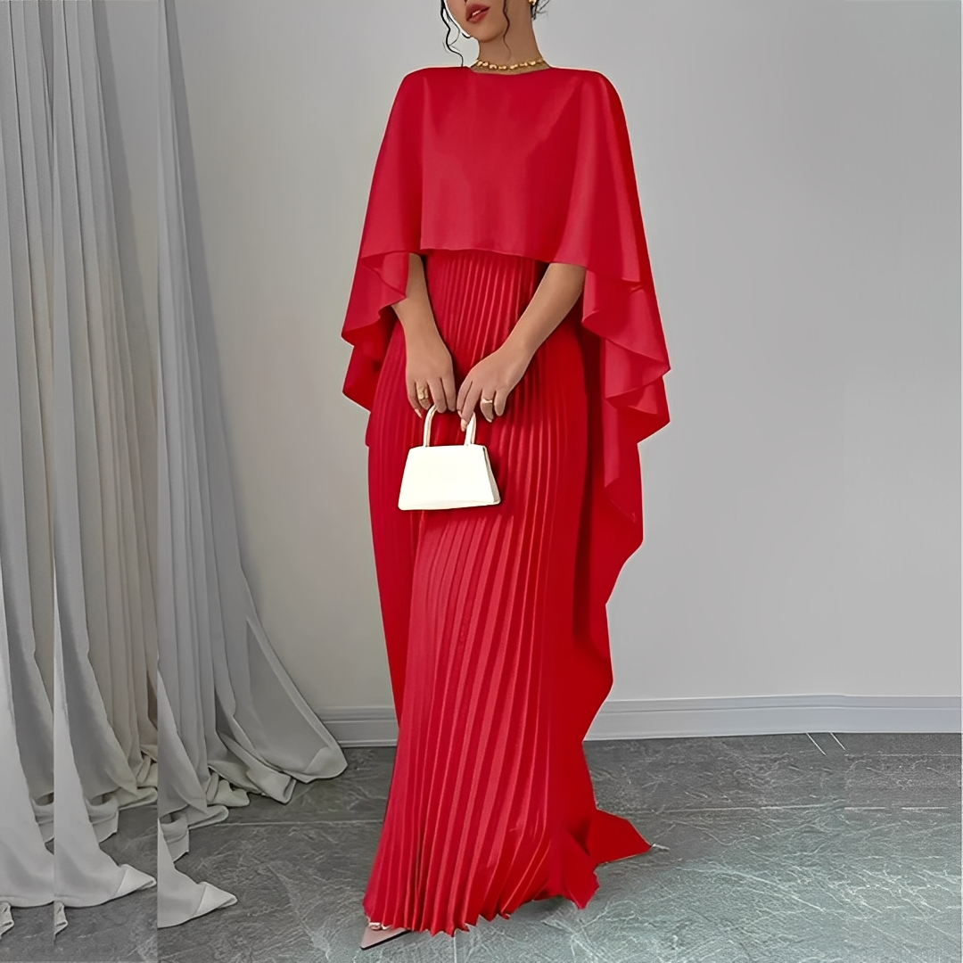 Marilou - Rochie specială cu capă plisată pentru femei