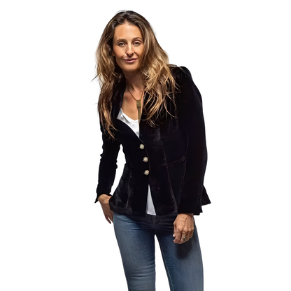 Martha - Jachetă clasică de damă cu guler de catifea în formă de rever