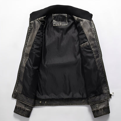 Kevin - Geacă clasică din piele cu buzunare pentru bărbați