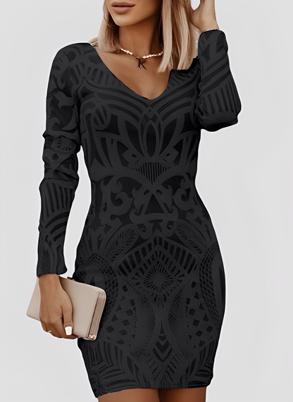 Caitlyn - Rochie sofisticată, cu mâneci lungi, pentru femei, tip slim-fit