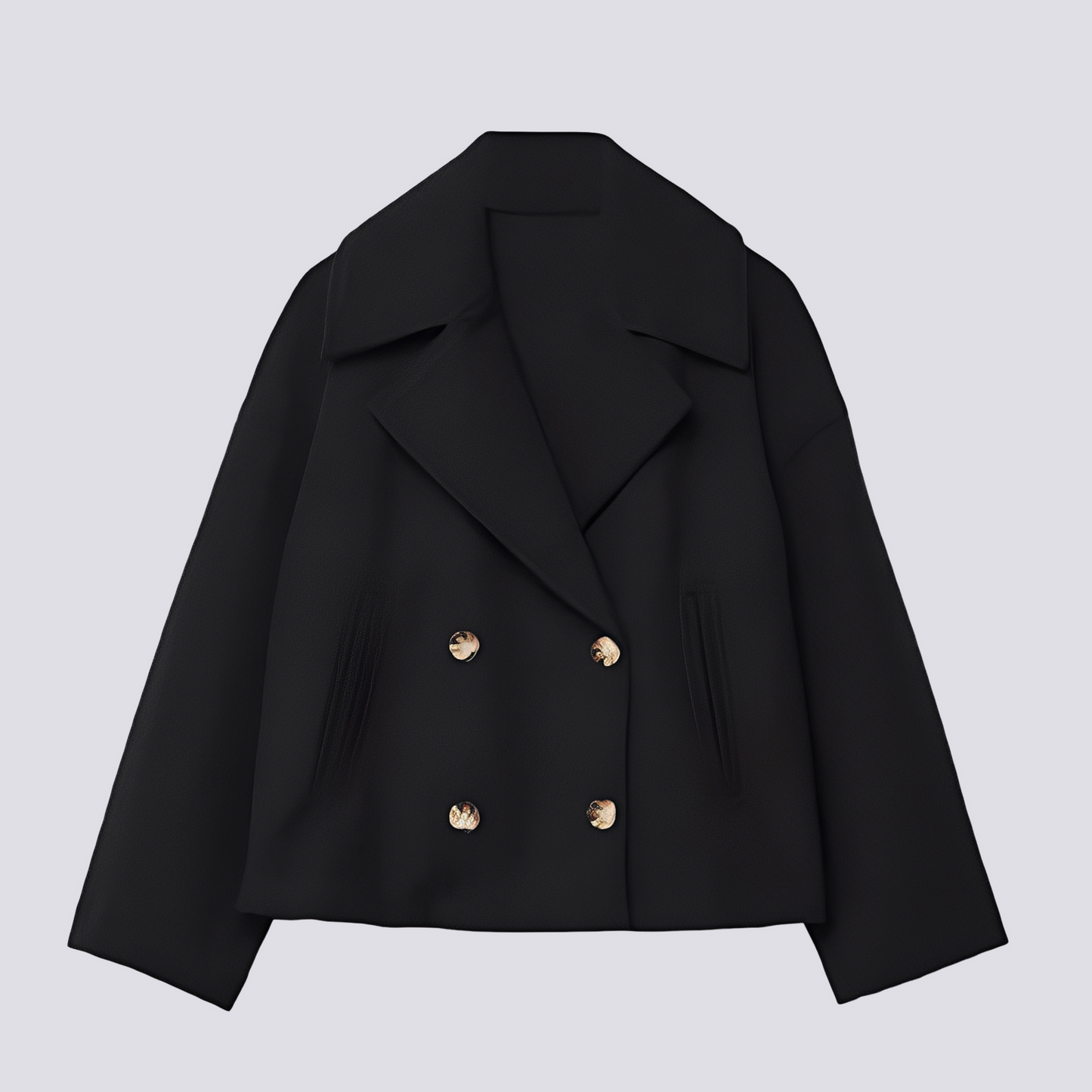 Bethney - Jachetă scurtă elegantă din lână cu guler cu rever pentru femei