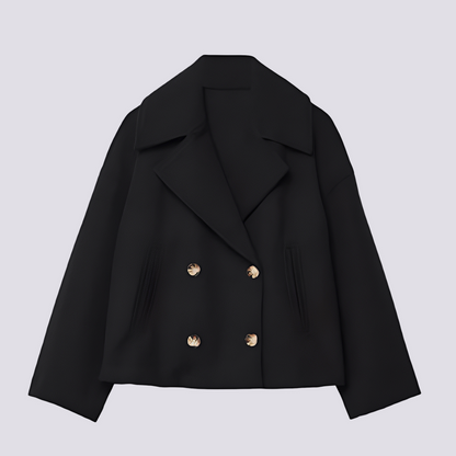 Bethney - Jachetă scurtă elegantă din lână cu guler cu rever pentru femei