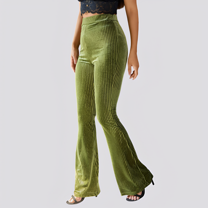 Leona - Pantaloni casual evazați din catifea pentru femei