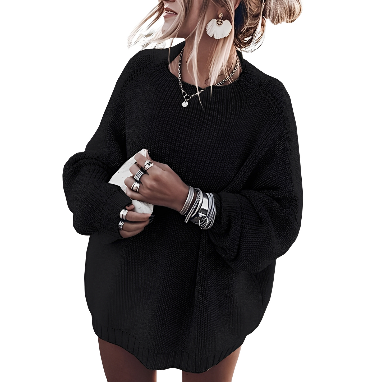 Gisselle - Pulover din tricot gros cu croială comodă pentru femei