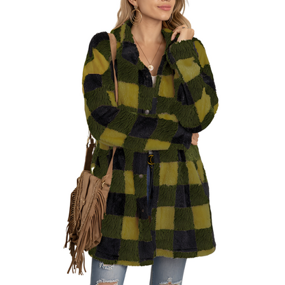 Malvina - Palton lung în carouri pentru femei