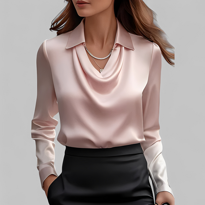 Emmalyn - Bluză din mătase cu drapaje pentru femei