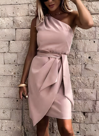 Alvena - Rochie sofisticată, cu design asimetric, cu un umăr, pentru doamne