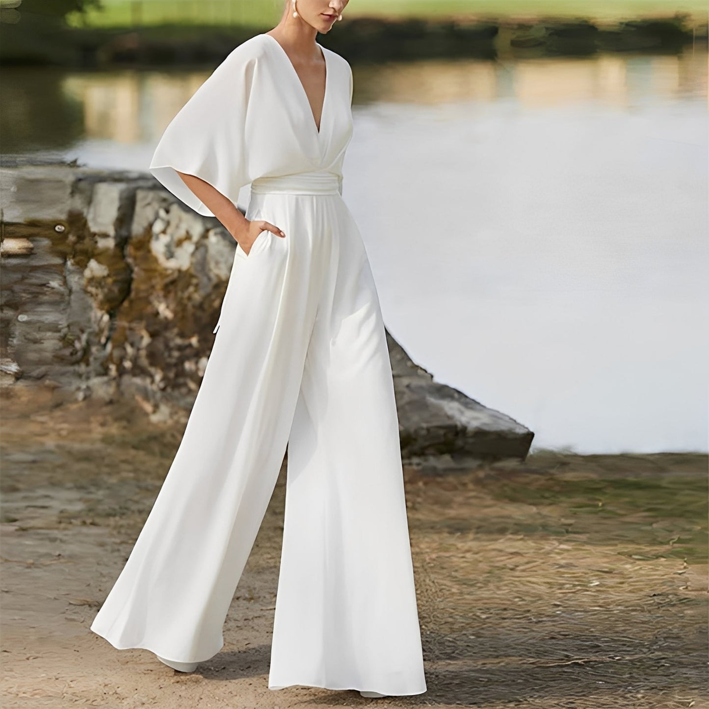 Sarah - Salopetă stilată pentru femei cu picior larg