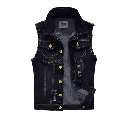 Morley - Vestă retro din jeans cu buzunare pentru bărbați