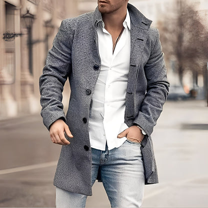 Luke - Stylový pánský dlouhý tweedový kabát