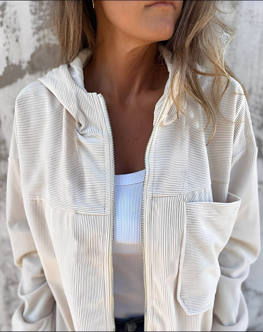 Gillian - Geacă casual din cord cu glugă pentru femei