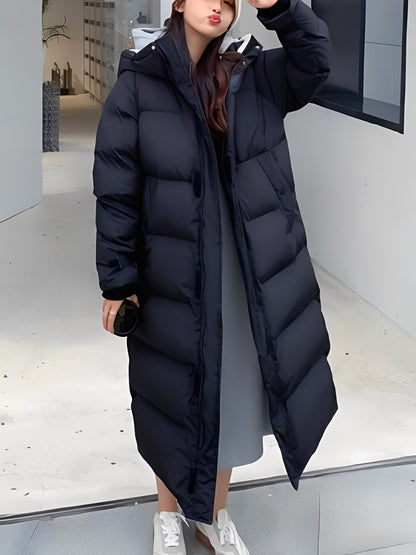 Hazel - Palton lung modern cu glugă pentru femei
