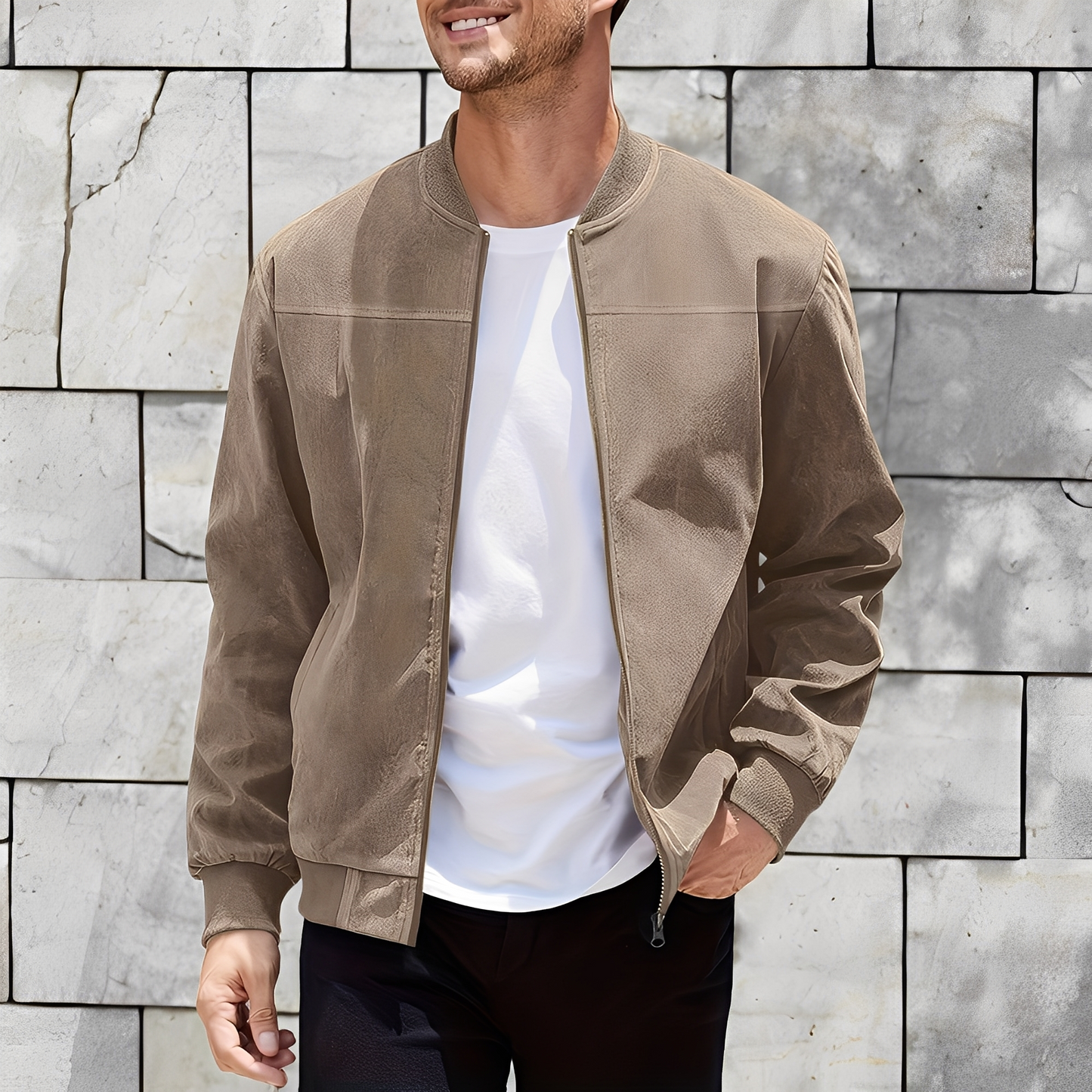 Easton - Jachetă clasică și stilată din piele întoarsă pentru bărbați