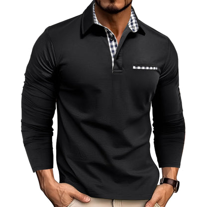 Jerome - Tricou polo lejer cu mâneci lungi pentru bărbați