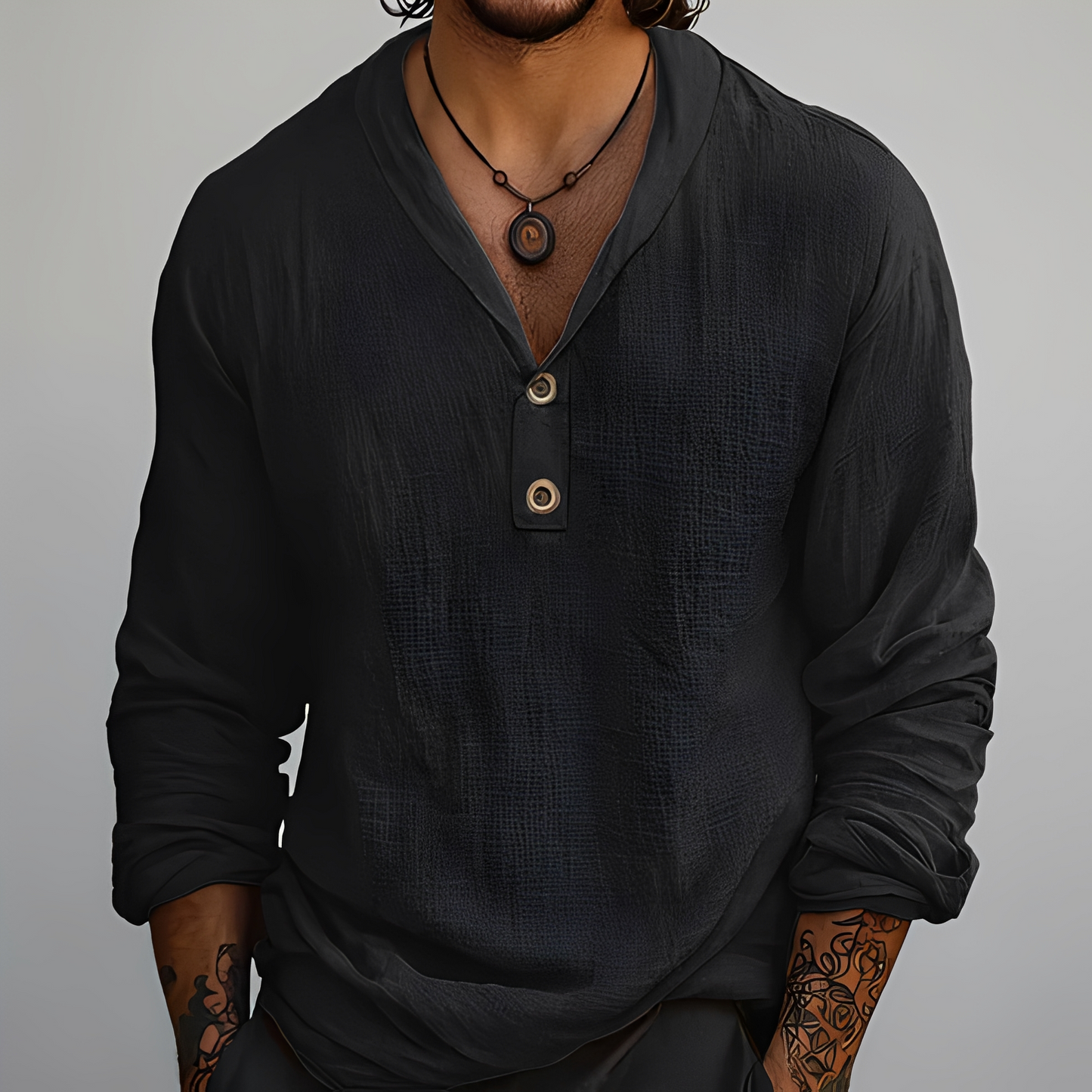 Reymart - Cămașă de vară rafinată cu guler V pentru bărbați