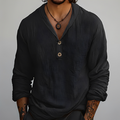 Reymart - Cămașă de vară rafinată cu guler V pentru bărbați