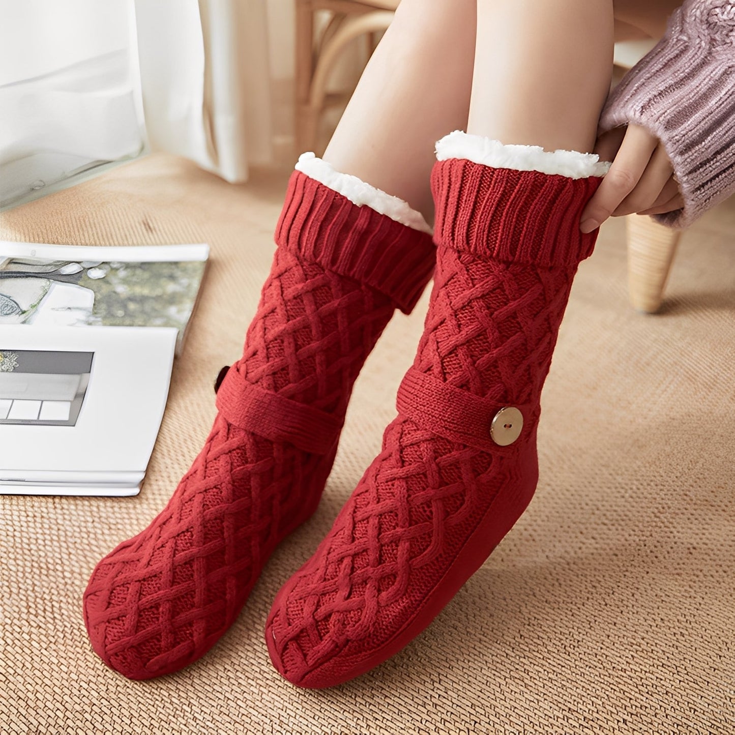 Lavina - Șosete elegante din lână cu fleece pentru femei