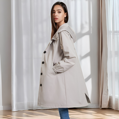 Vivyan - Jachetă impermeabilă casual cu glugă pentru doamne