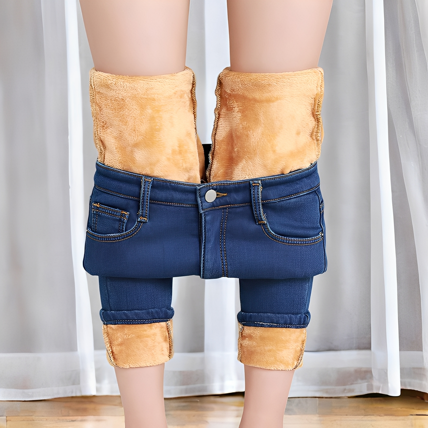 Betty - Blue jeans skinny termo calzi pentru femei