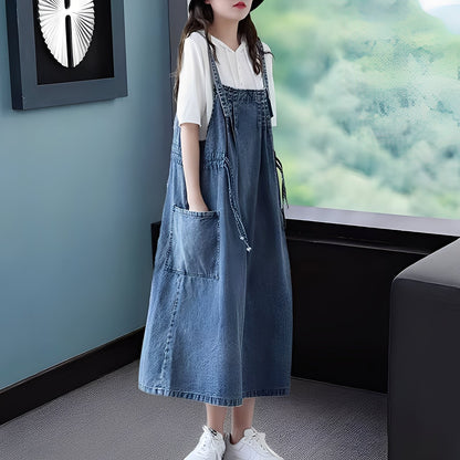 Kelsey - Rochie casual din denim cu buzunare pentru femei