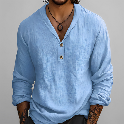 Reymart - Cămașă de vară rafinată cu guler V pentru bărbați