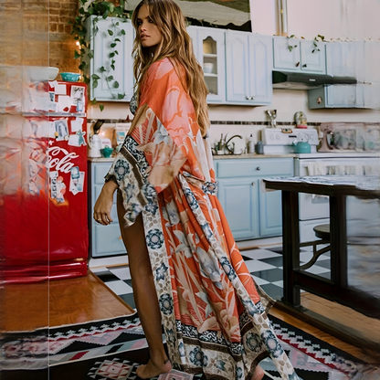 Barbarra - Rochie elegantă și lungă cu model floral pentru femei