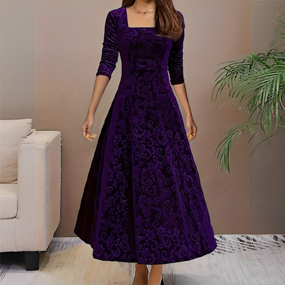 Malvina - Rochie de damă elegantă cu decolteu pătrat