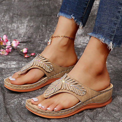 Roxanne - Sandale flip-flop moderne cu strasuri pentru femei