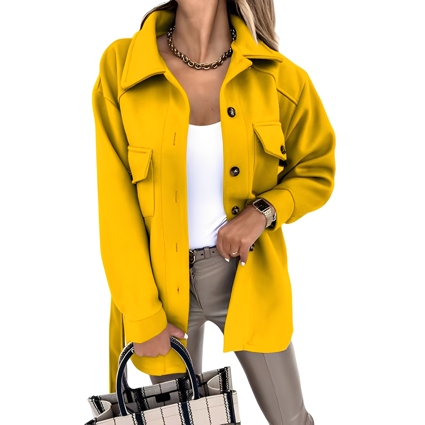 Bethanie - Sacou ușor cu rever și nasturi pentru femei