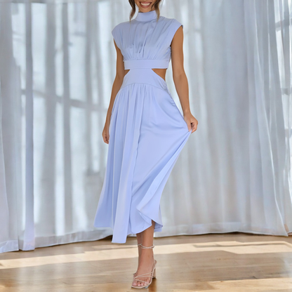 Christina - Rochie maxi casual cu decupaj în talie pentru femei