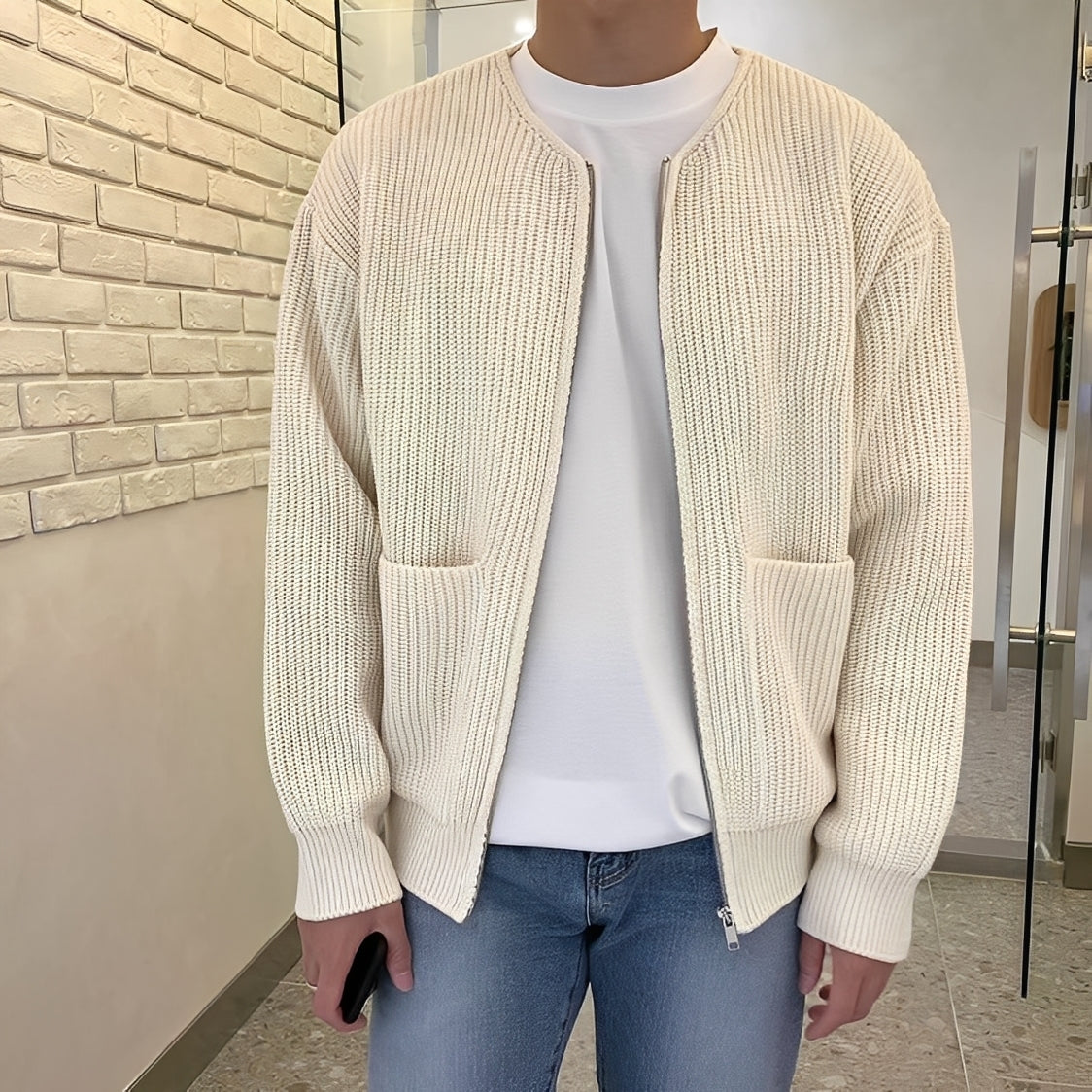 Lyam - Cardigan tendință cu buzunar pentru bărbați