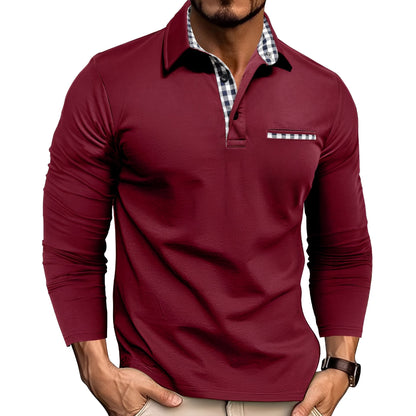 Jerome - Tricou polo lejer cu mâneci lungi pentru bărbați
