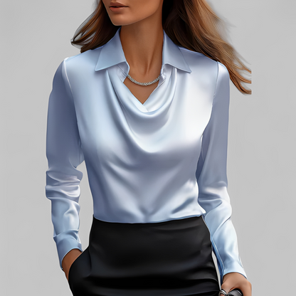 Emmalyn - Bluză din mătase cu drapaje pentru femei