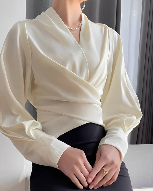 Annora - Bluză elegantă din satin cu mâneci lungi pentru femei