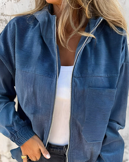 Gillian - Geacă casual din cord cu glugă pentru femei