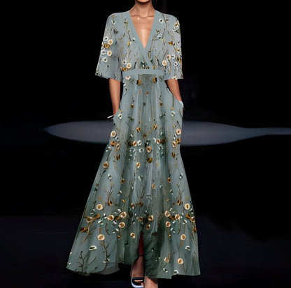 Débora - Rochie lungă elegantă cu imprimeu floral pentru femei