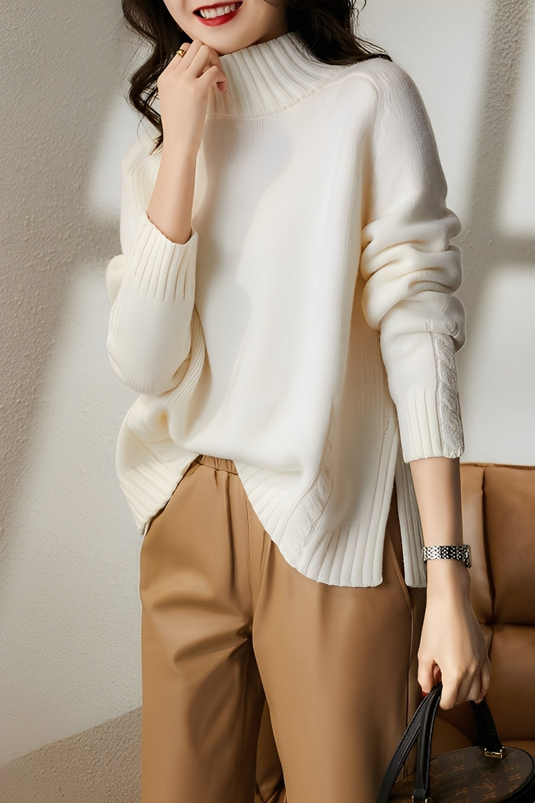 Karolyn - Pulover simplu și mulat pentru femei