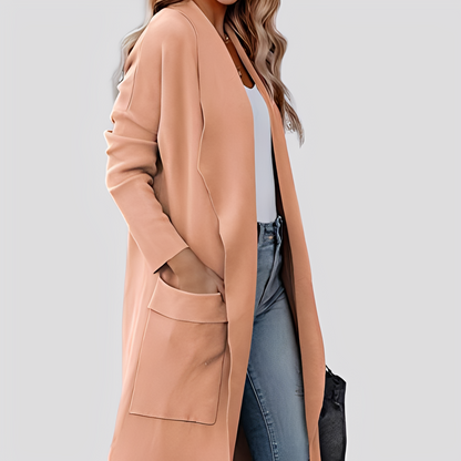 Chantal - Cardigan lung din tweed pentru femei, stil lejer