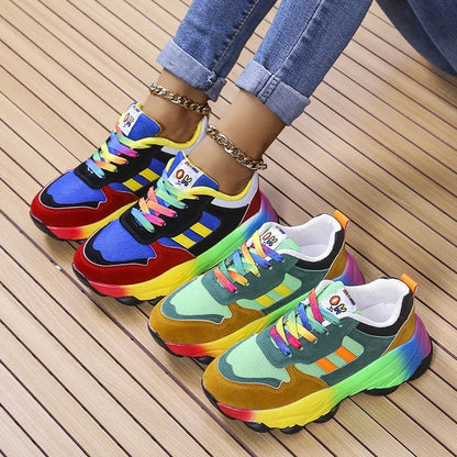 Jolie - Pantofi sport colorați cu talpă groasă pentru femei