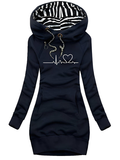 Roxanne - Rochie casual tricotată cu glugă pentru femei