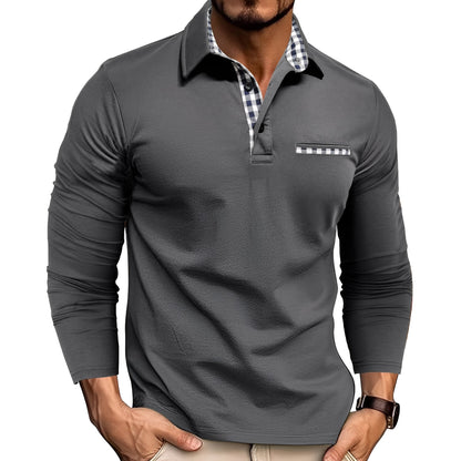 Jerome - Tricou polo lejer cu mâneci lungi pentru bărbați