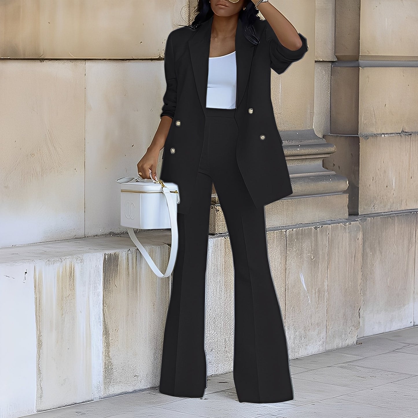 Mélanie - Blazer lung șic și elegant pentru femei ansamblu