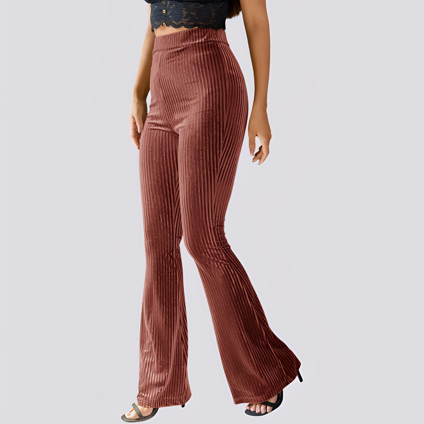 Leona - Pantaloni casual evazați din catifea pentru femei